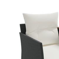 Dvivietė sodo sofa su taburetėmis, juodos spalvos, poliratanas - Namų Idėja