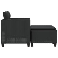 Dvivietė sodo sofa su taburetėmis, juodos spalvos, poliratanas - Namų Idėja