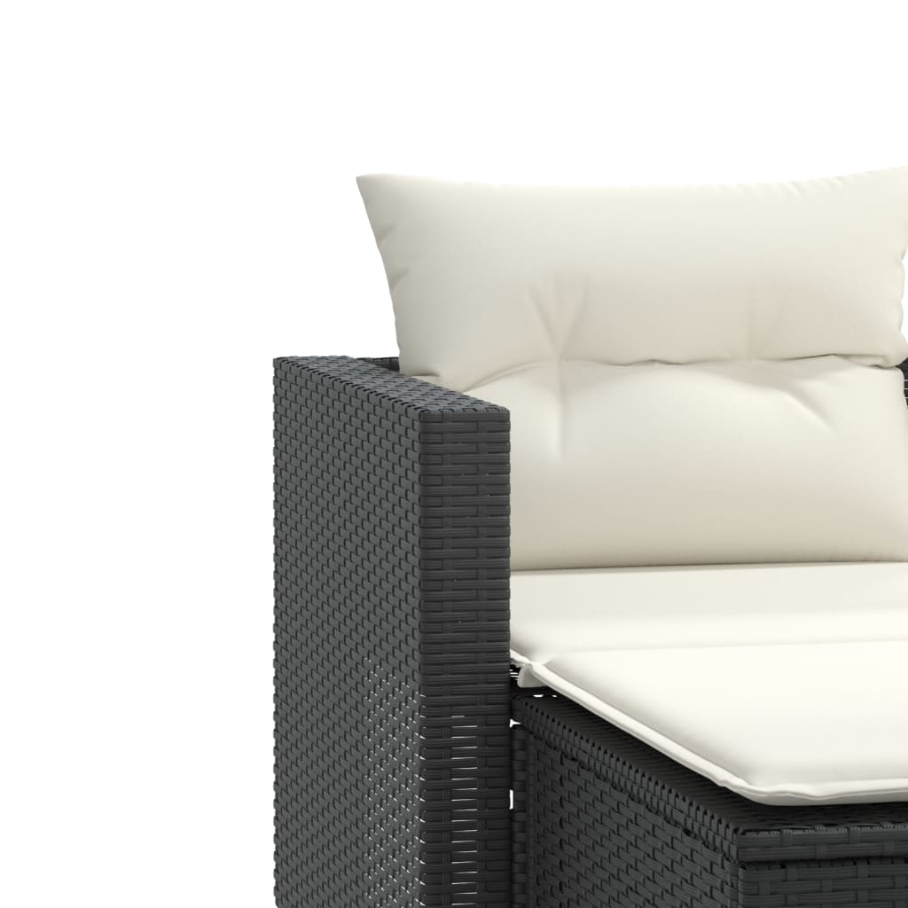 Dvivietė sodo sofa su taburetėmis, juodos spalvos, poliratanas - Namų Idėja