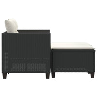 Dvivietė sodo sofa su taburetėmis, juodos spalvos, poliratanas - Namų Idėja