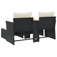 Dvivietė sodo sofa su taburetėmis, juodos spalvos, poliratanas - Namų Idėja