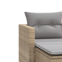 Dvivietė sodo sofa su taburetėmis, smėlio spalvos, poliratanas - Namų Idėja