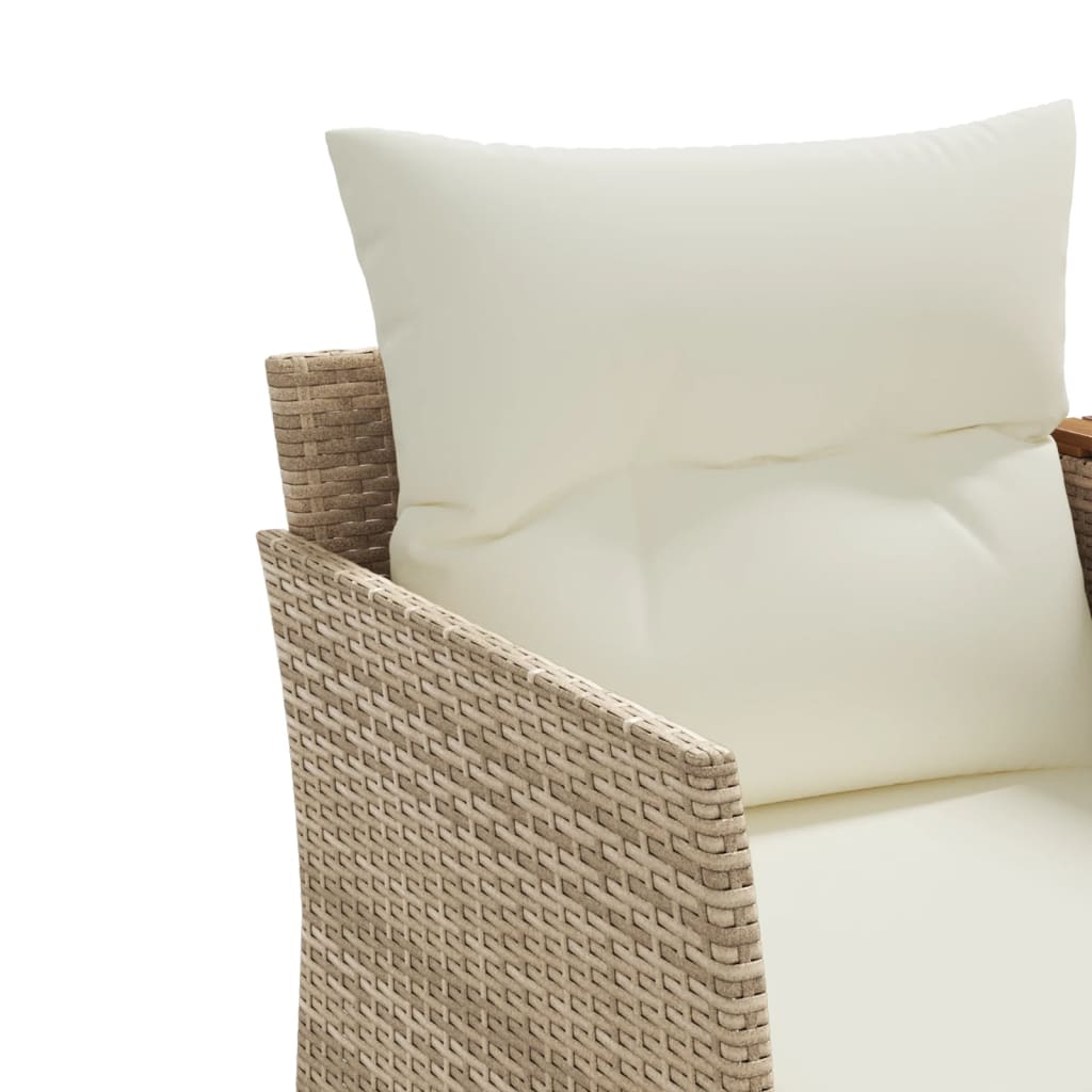 Dvivietė sodo sofa su taburetėmis, smėlio spalvos, poliratanas - Namų Idėja