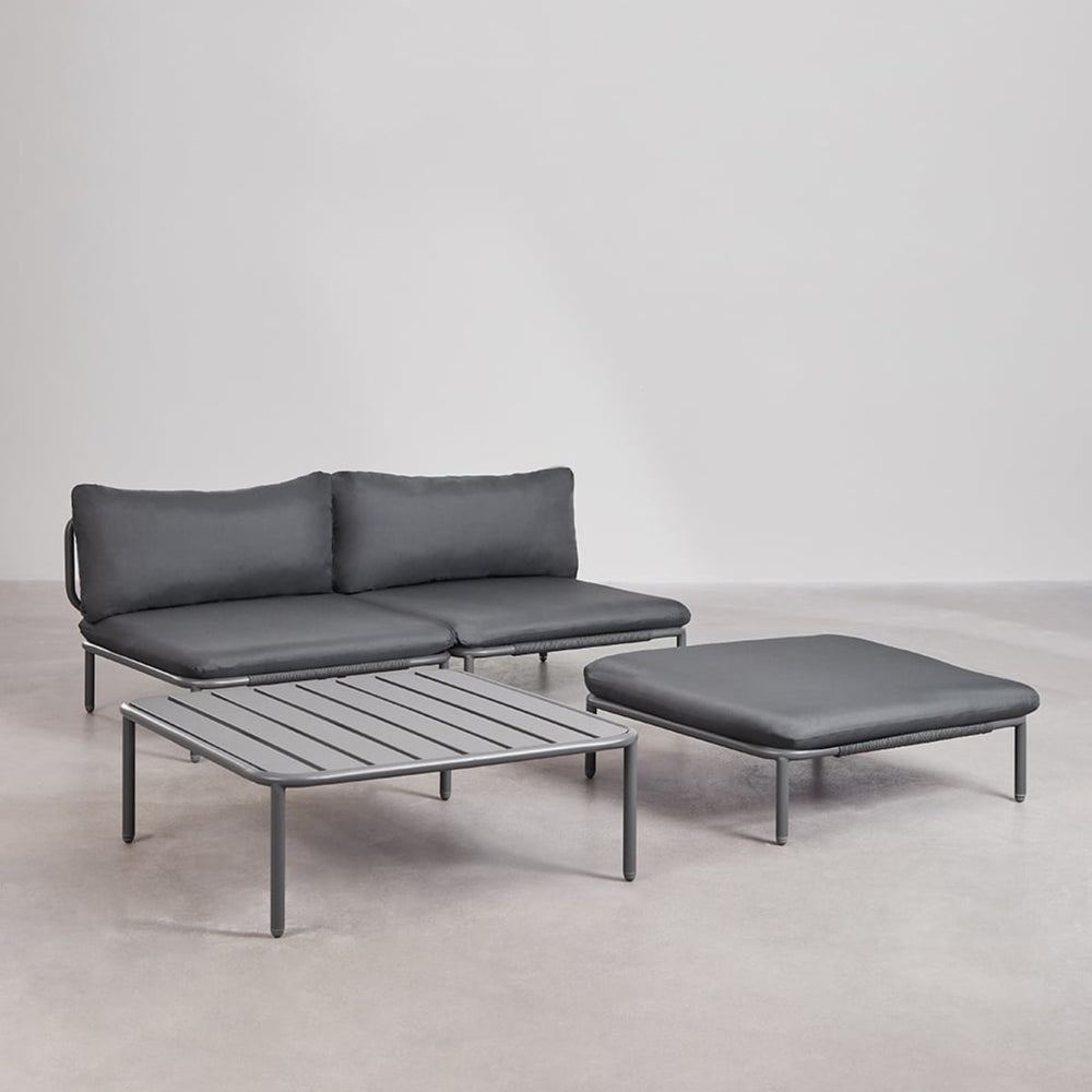 Garden furniture set GRAPHITE, sofa and pouf