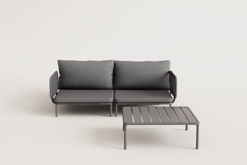 Lauko sofa GRAFITO, dviejų dalių sistema, migdolų bežinis