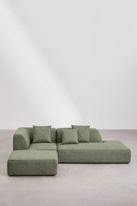 Modulinė kampinė sofa KARDENA su dešiniuoju gultu ir pufu – detalus vaizdas
