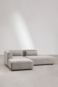 Kampinė sofa FOGLERA iš priekio, pilkas velvetas šenilo