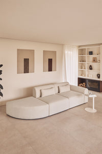 Modulinė sofa BORJANA su trikampiu pufu, baltas šenilas