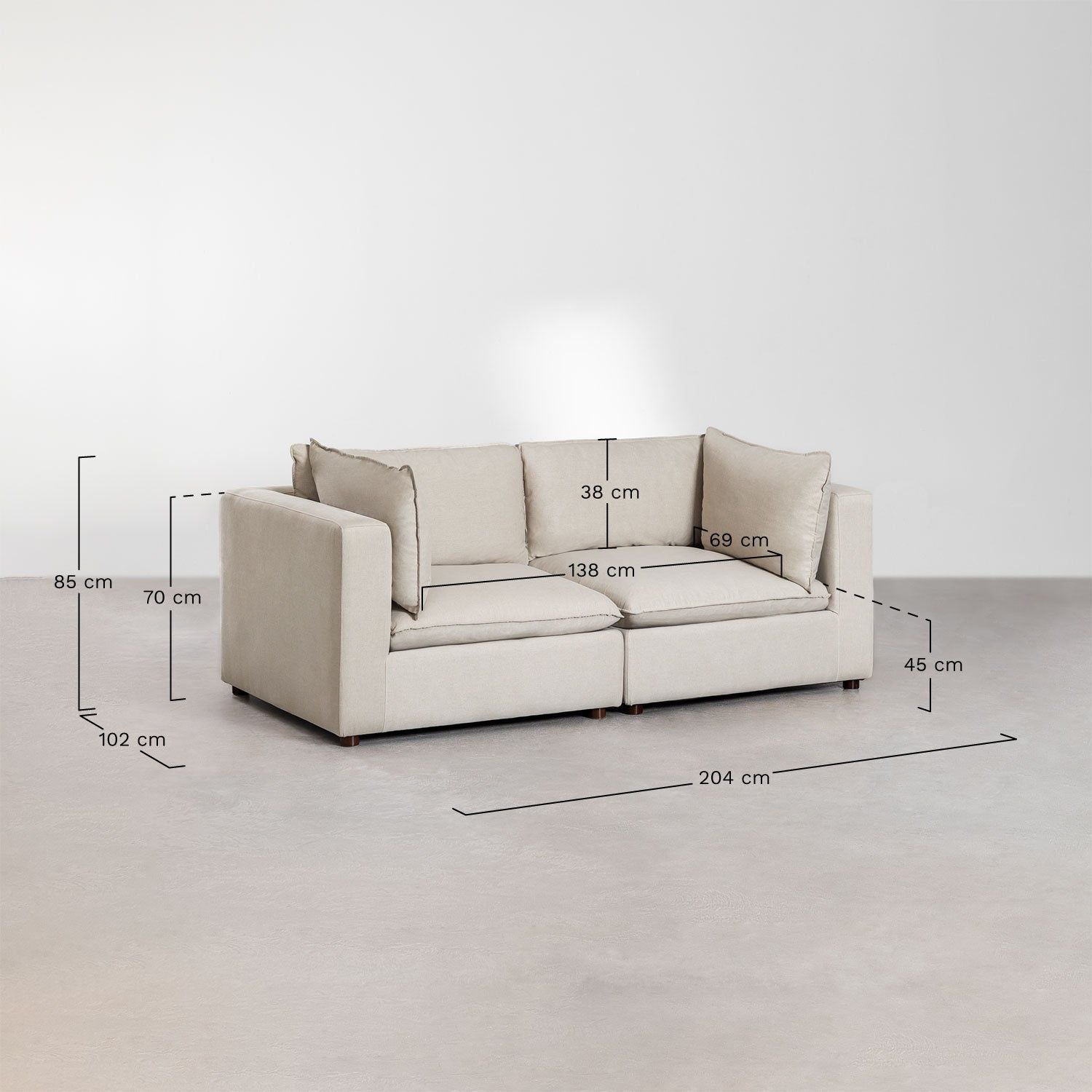 Modulinė 2-vietų sofa ESTEFAN, natūrali spalva