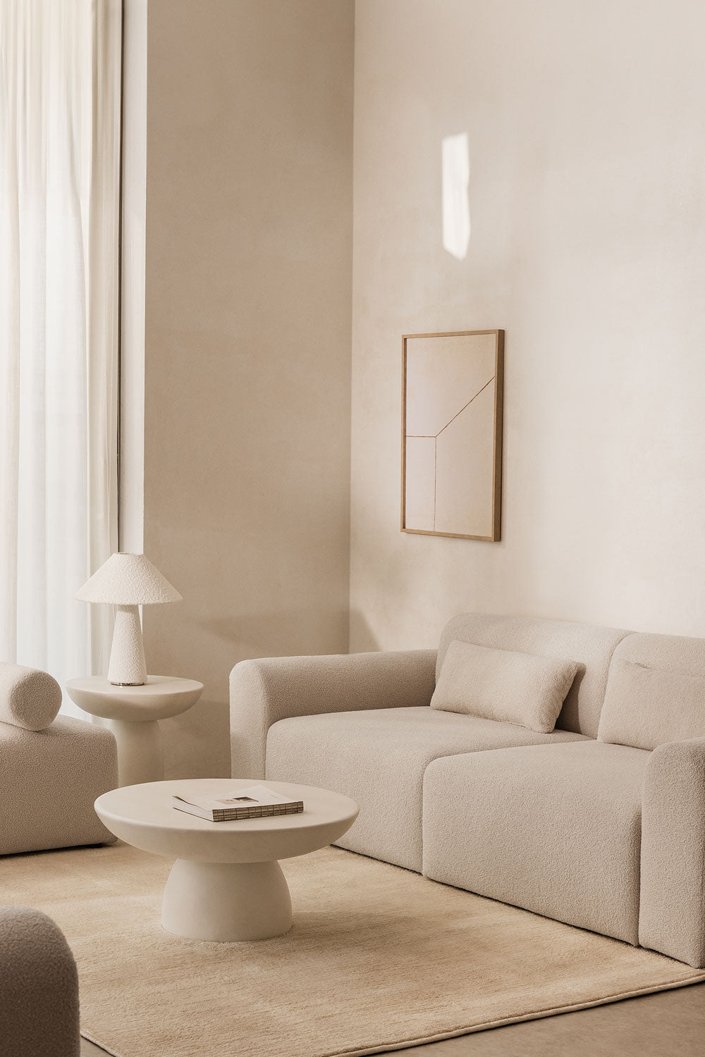 Modulinė sofa BORJANA, baltas šenilas, 2 dalys, 226 cm
