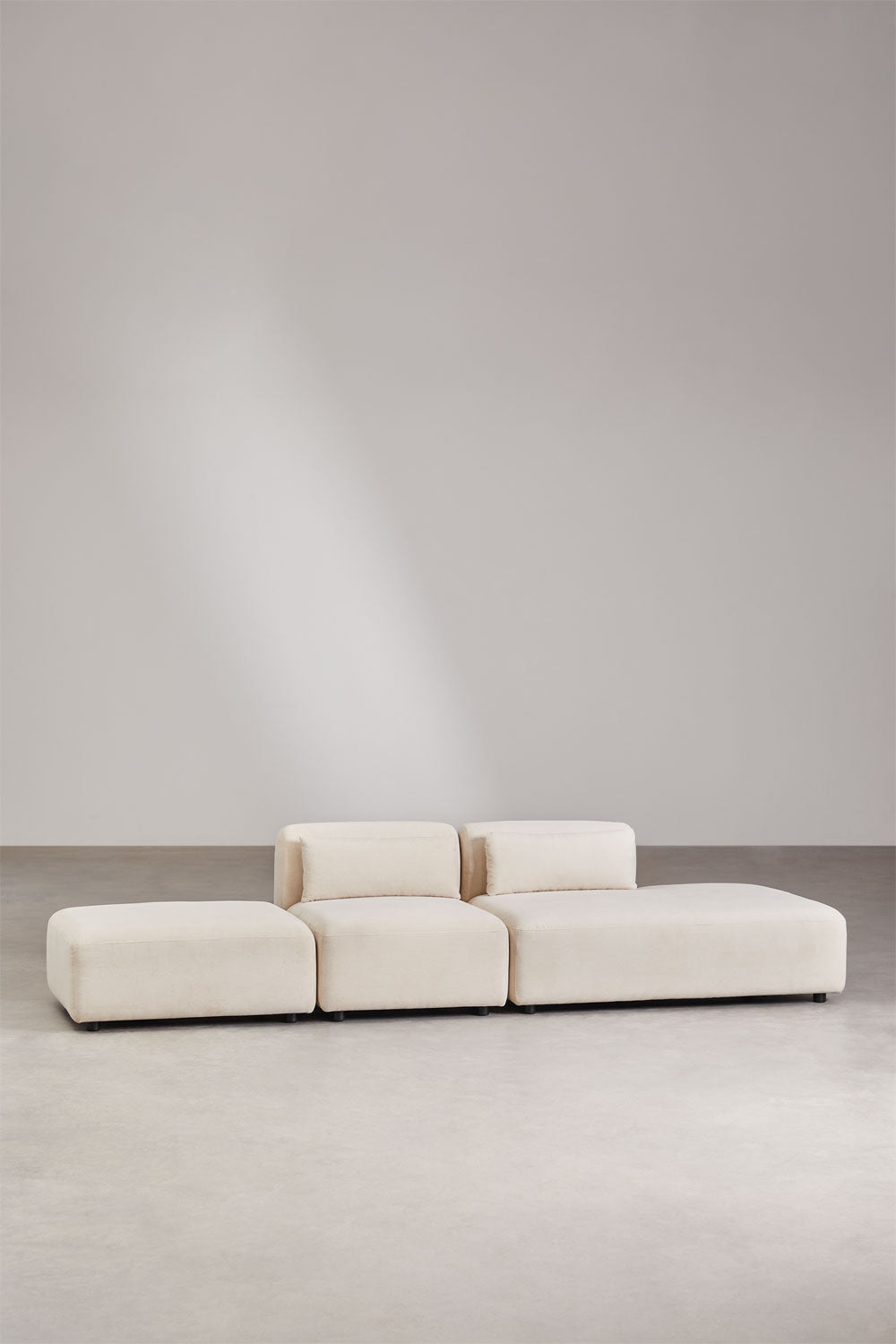 Sofa FOGLERA su pufu, smėlio linas, 320x97, dešinė
