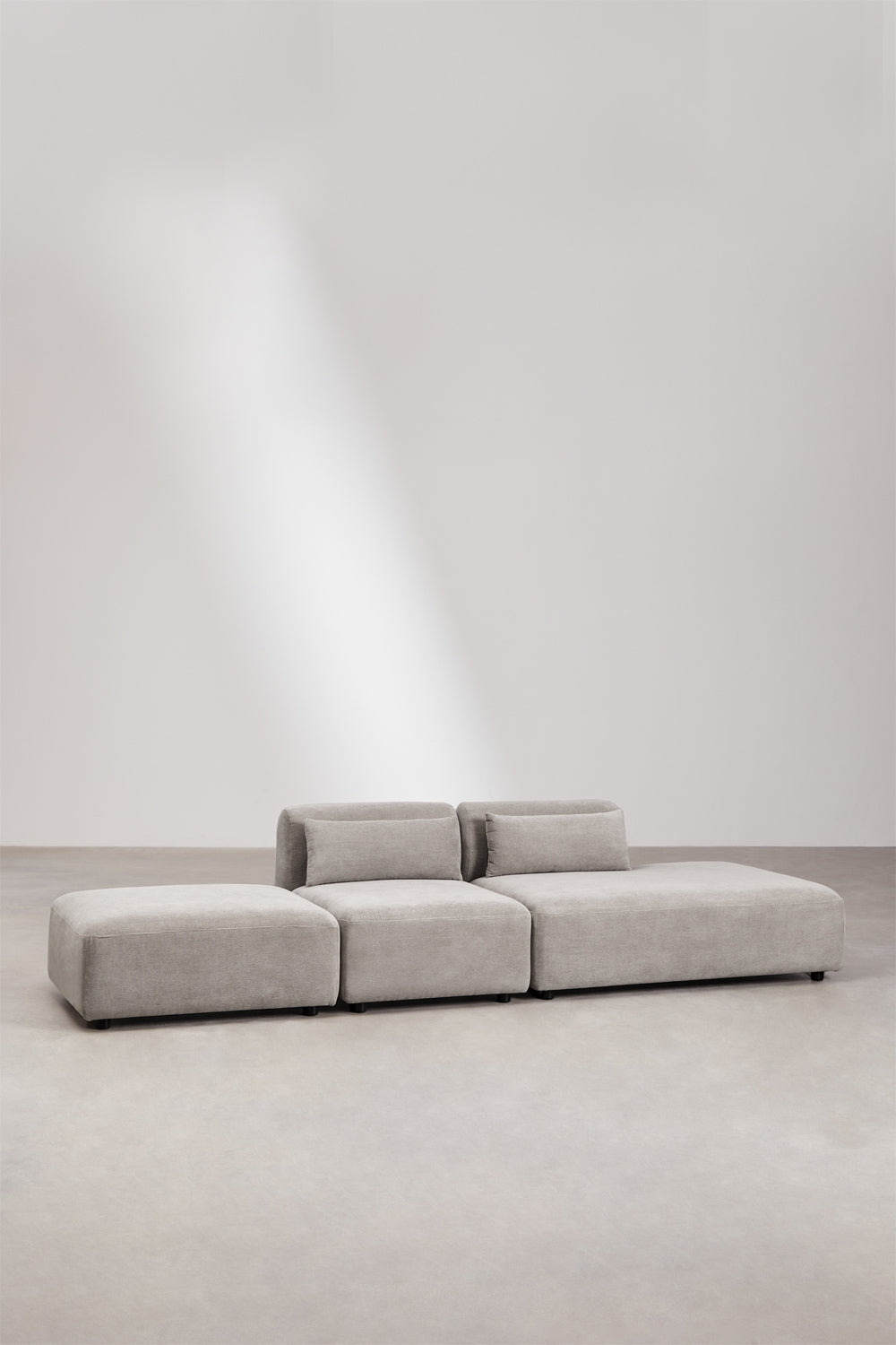Sofa FOGLERA su pufu, pilka, 320x97, dešinė
