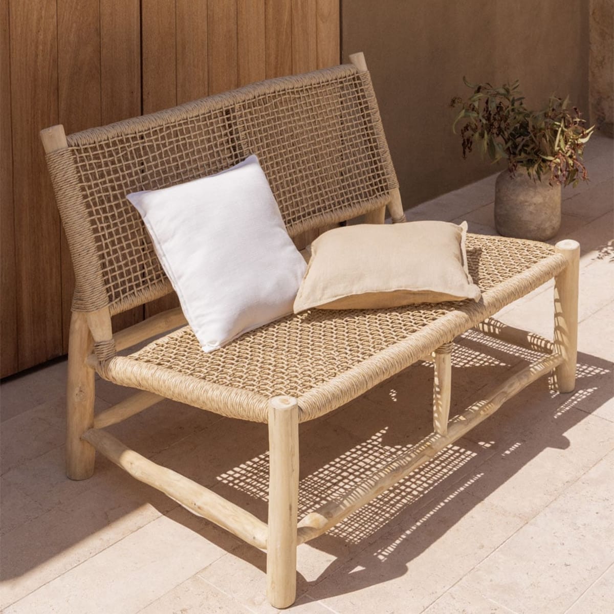 Two-seater outdoor sofa TEAK, teak wood