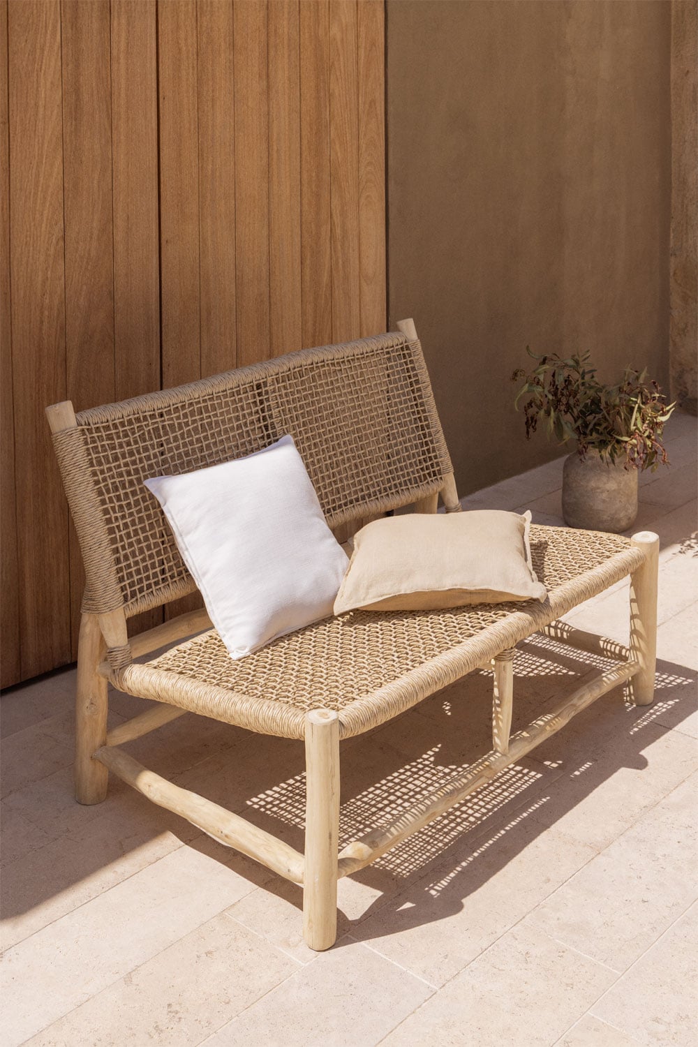 Two-seater outdoor sofa TEAK, teak wood