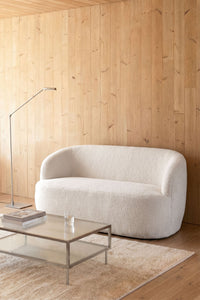 Dvivietė sofa DARIELA, baltas avikailis
