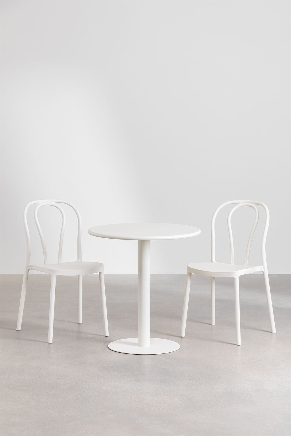 MINTO set, round table and 2 chairs, white