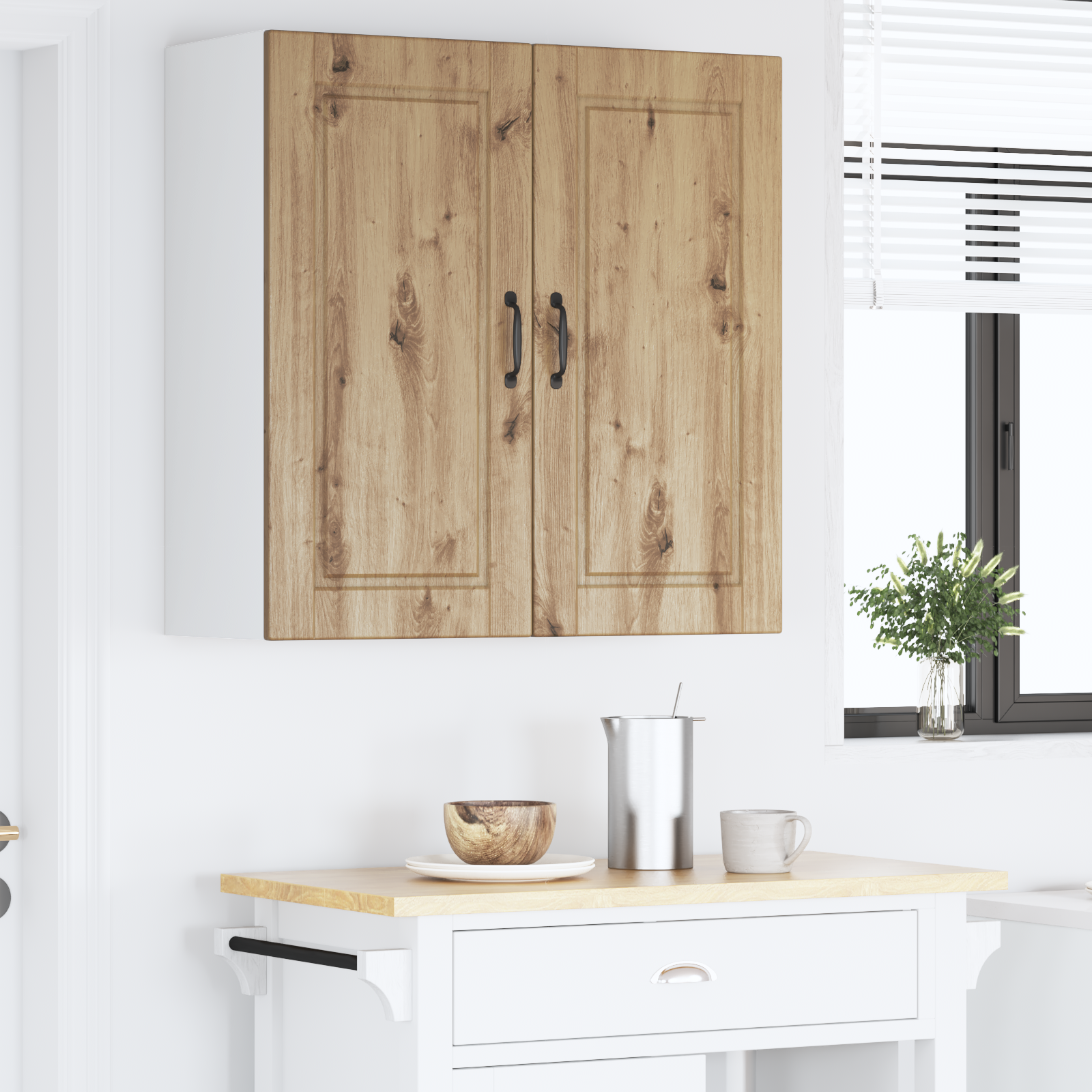 Virtuves skapītis ar plauktu, amatnieku ozols 80 x 31 x 80 cm