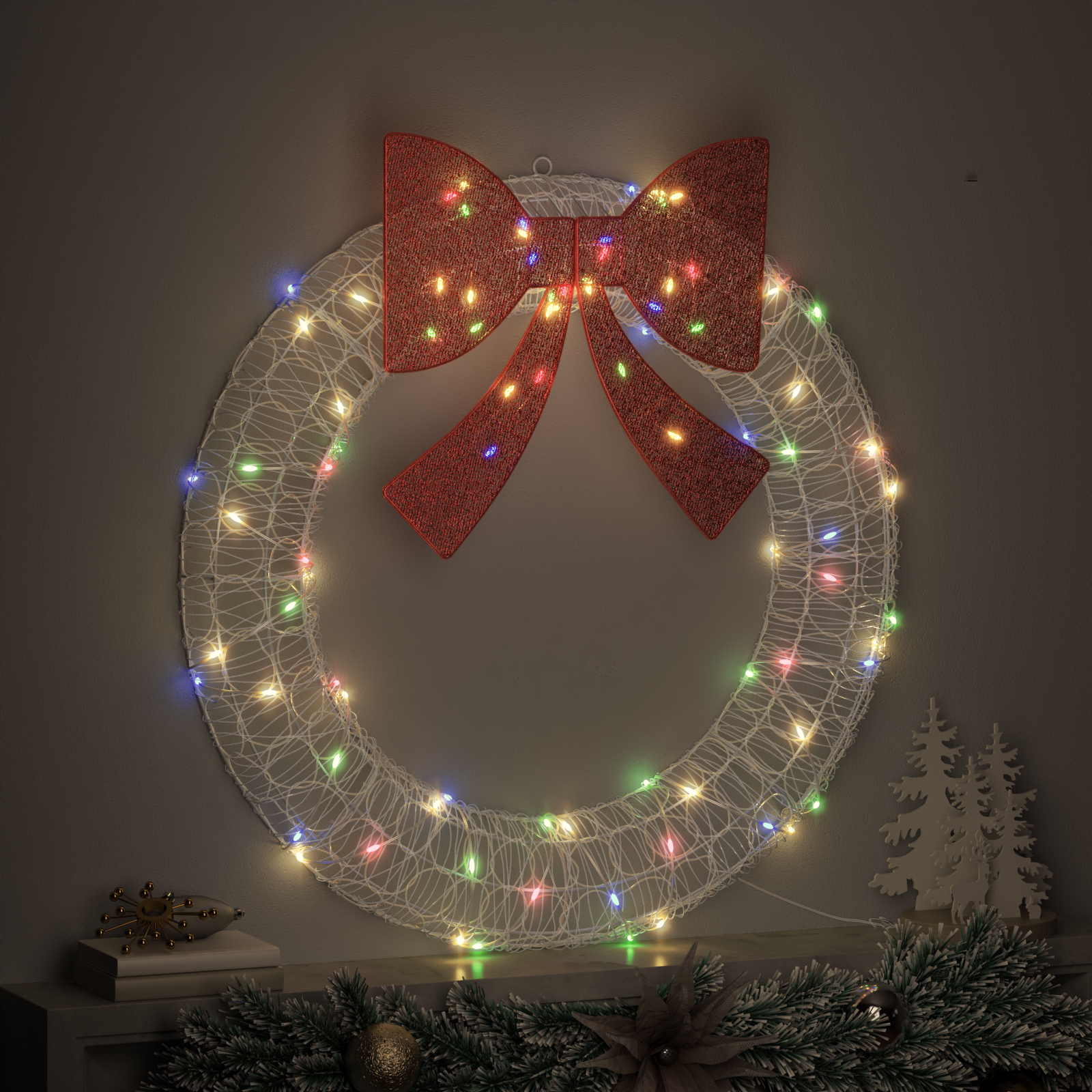 Vainikas su 80 LED Įvairiaspalvis 90 cm Akrilas