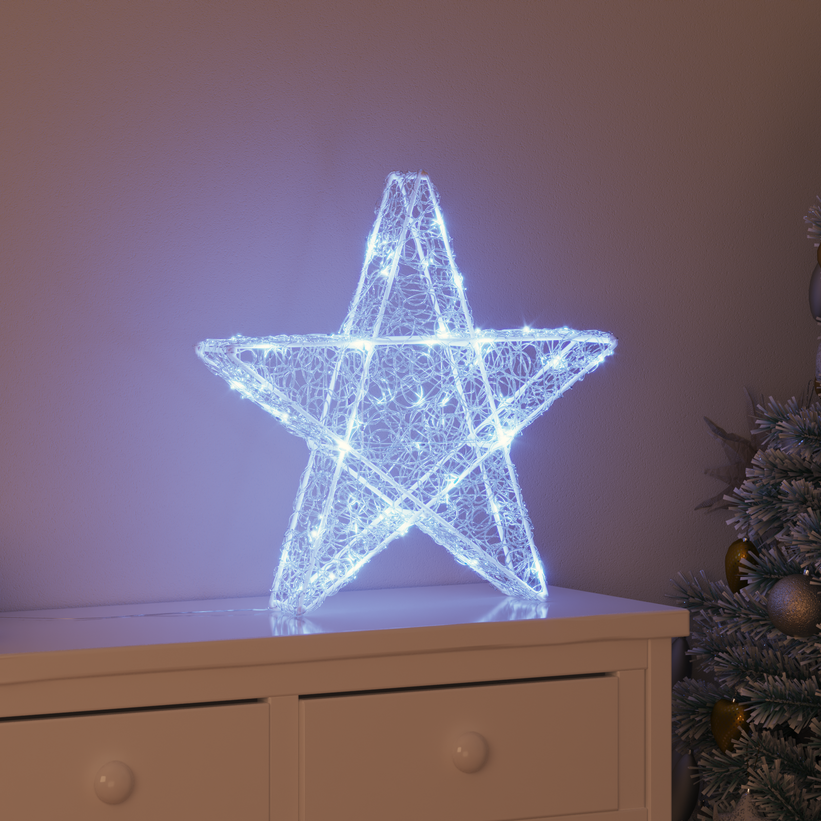 3D žvaigždė su 50 LED Šalta balta 55 x 53.5 x 10 cm Akrilas