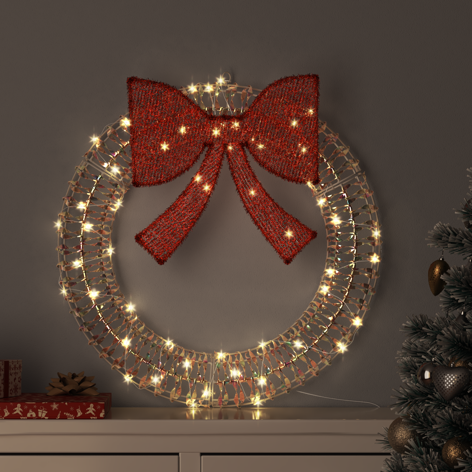 Vainikas su 60 LED Šilta balta 75 cm PET
