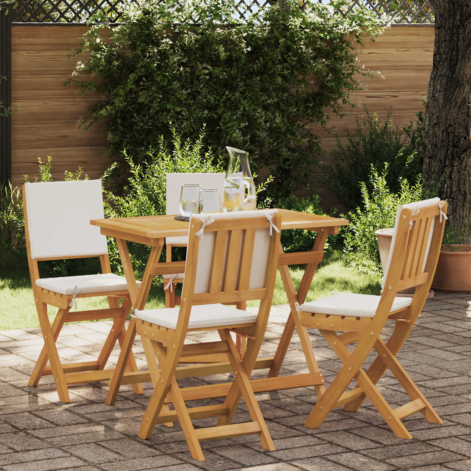 Lauko bistro kėdės 4 pcs Kreminė balta 38 x 46 x 85 cm