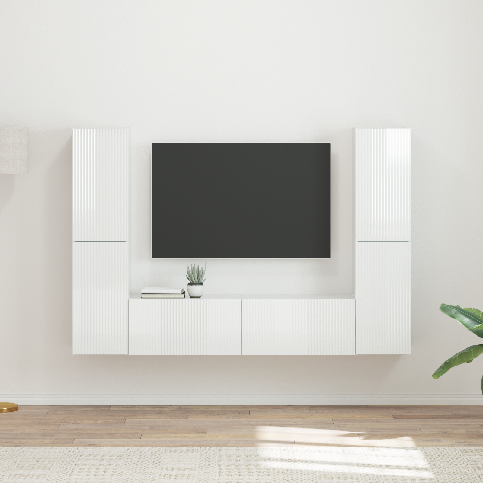 TV spintelių komplektas 6 pcs Aukštai blizganti balta
