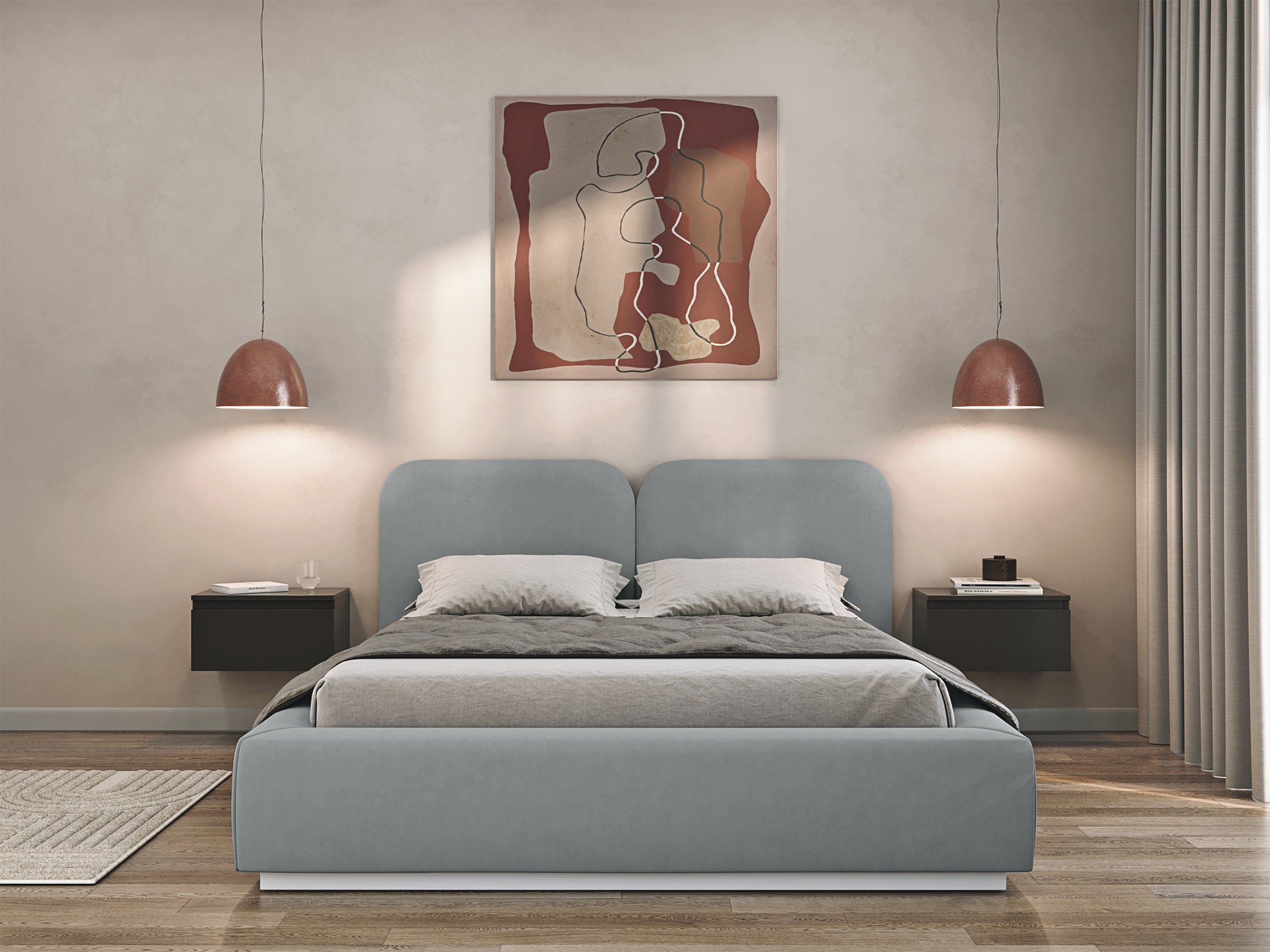 COMOVES ROYAL bedroom bed, blue-grey colour