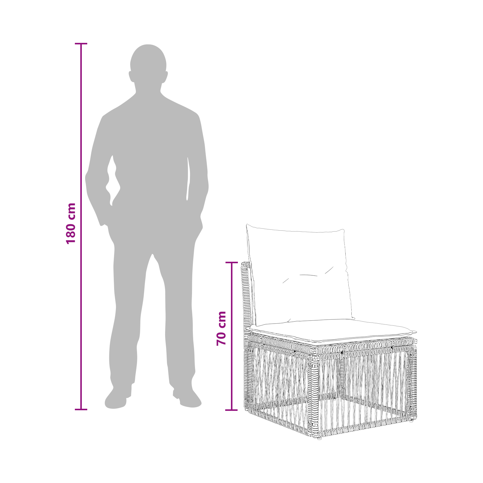 Be porankio sofa Pilka poliratanas