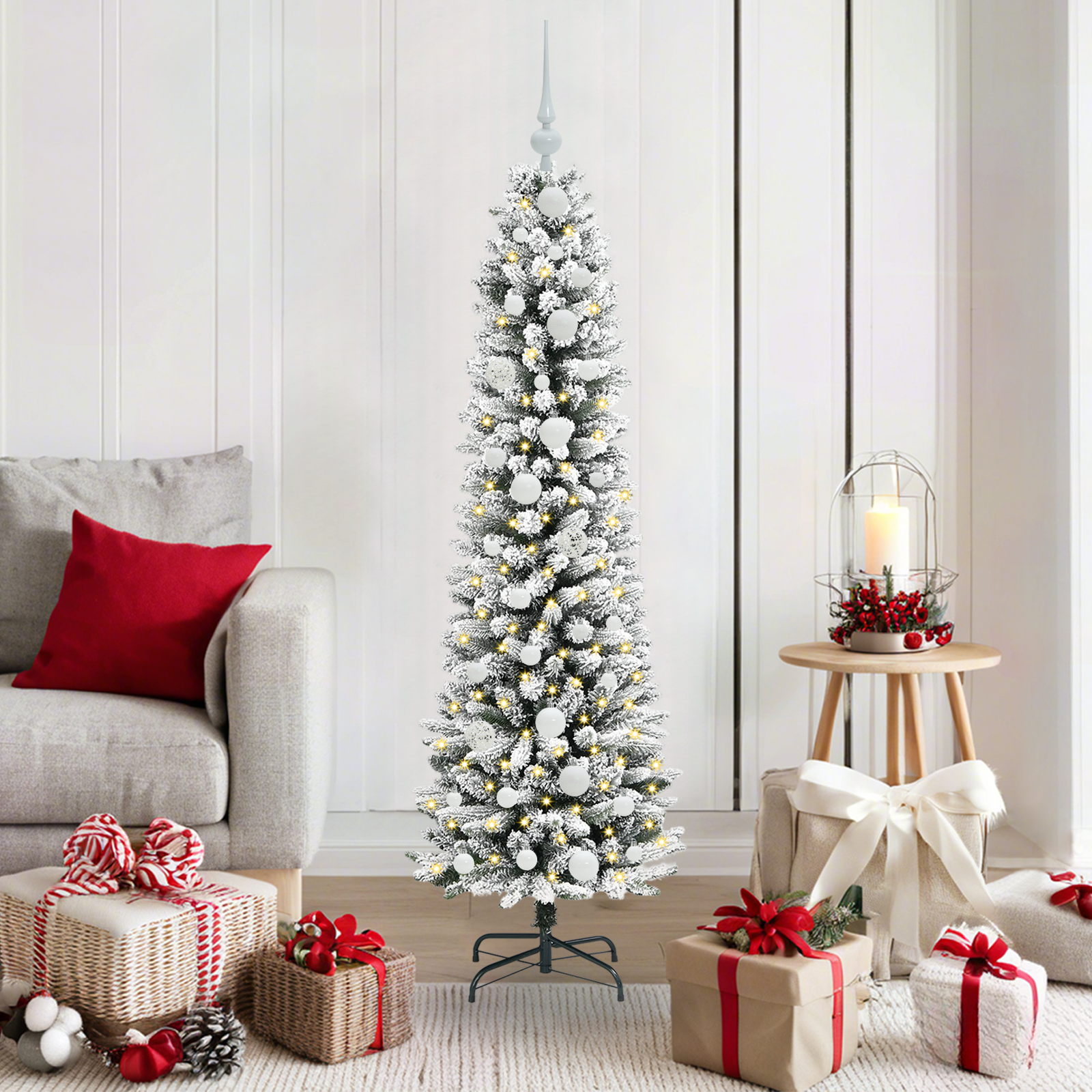 Dirbtinė Kalėdų eglutė AK SNOW, su 150 LED stovu Žalia ir balta 150 cm.
