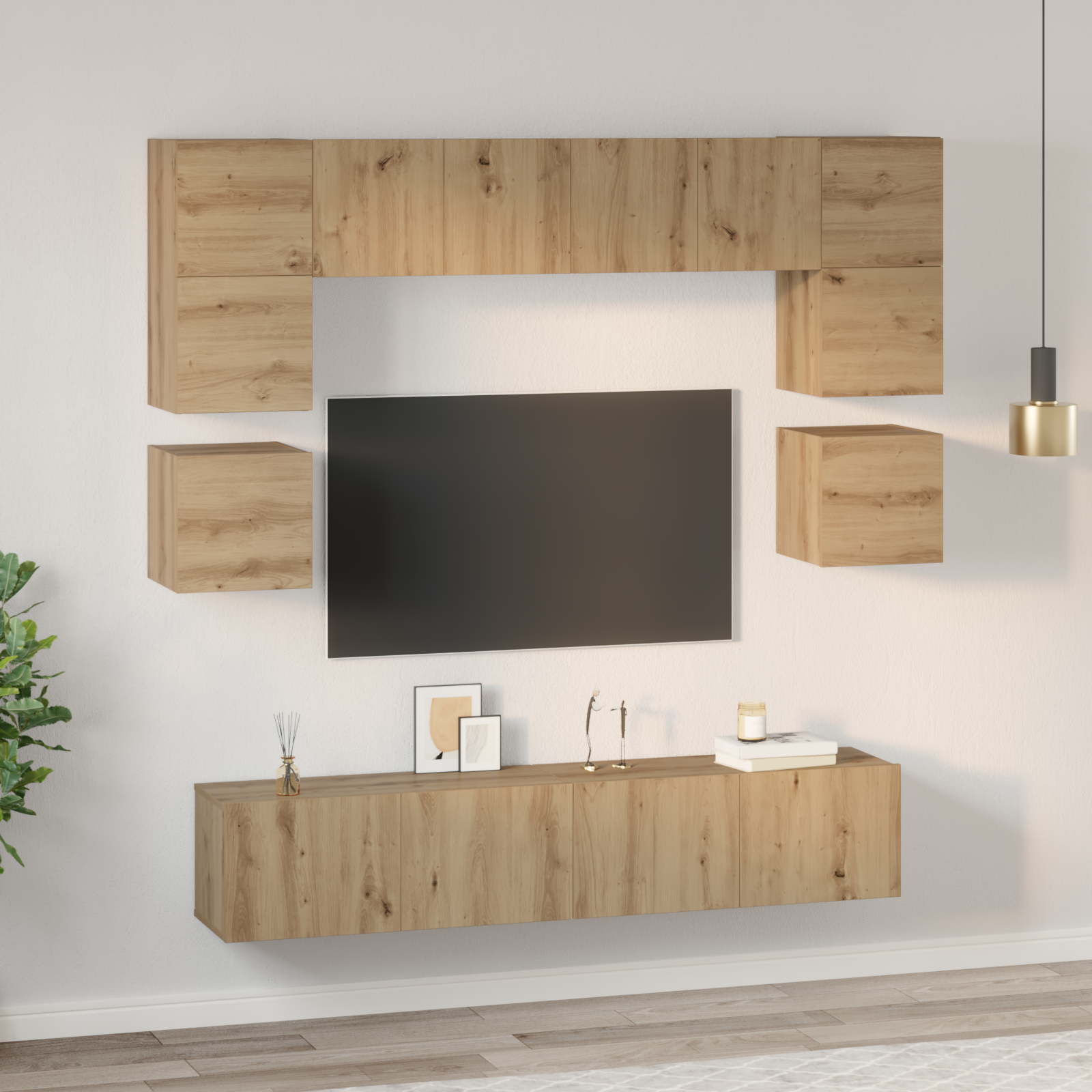TV spintelių komplektas 8 pcs Amatininkų ąžuolas