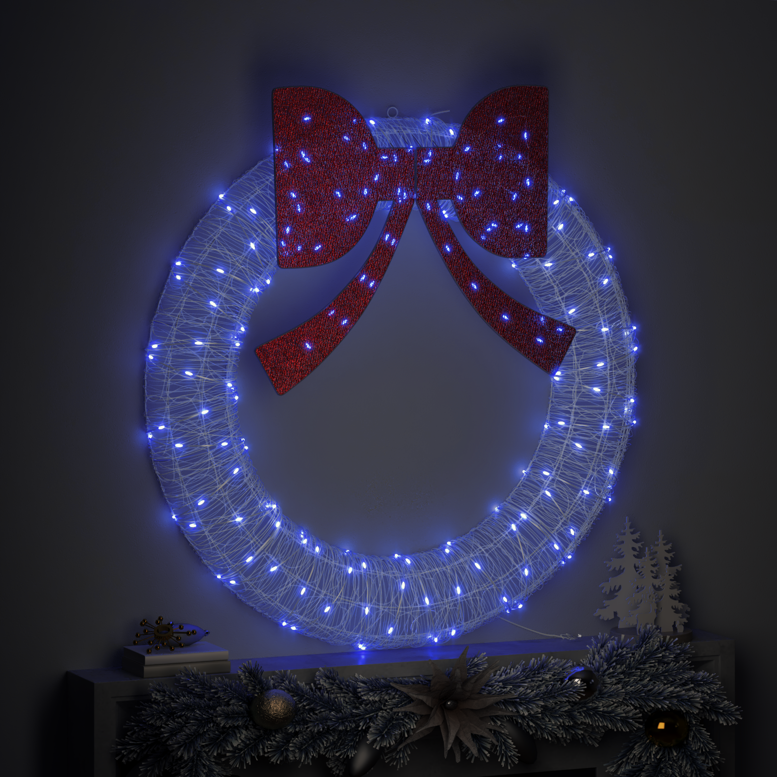 Vainikas su 150 LED Mėlyna 120 cm Akrilas