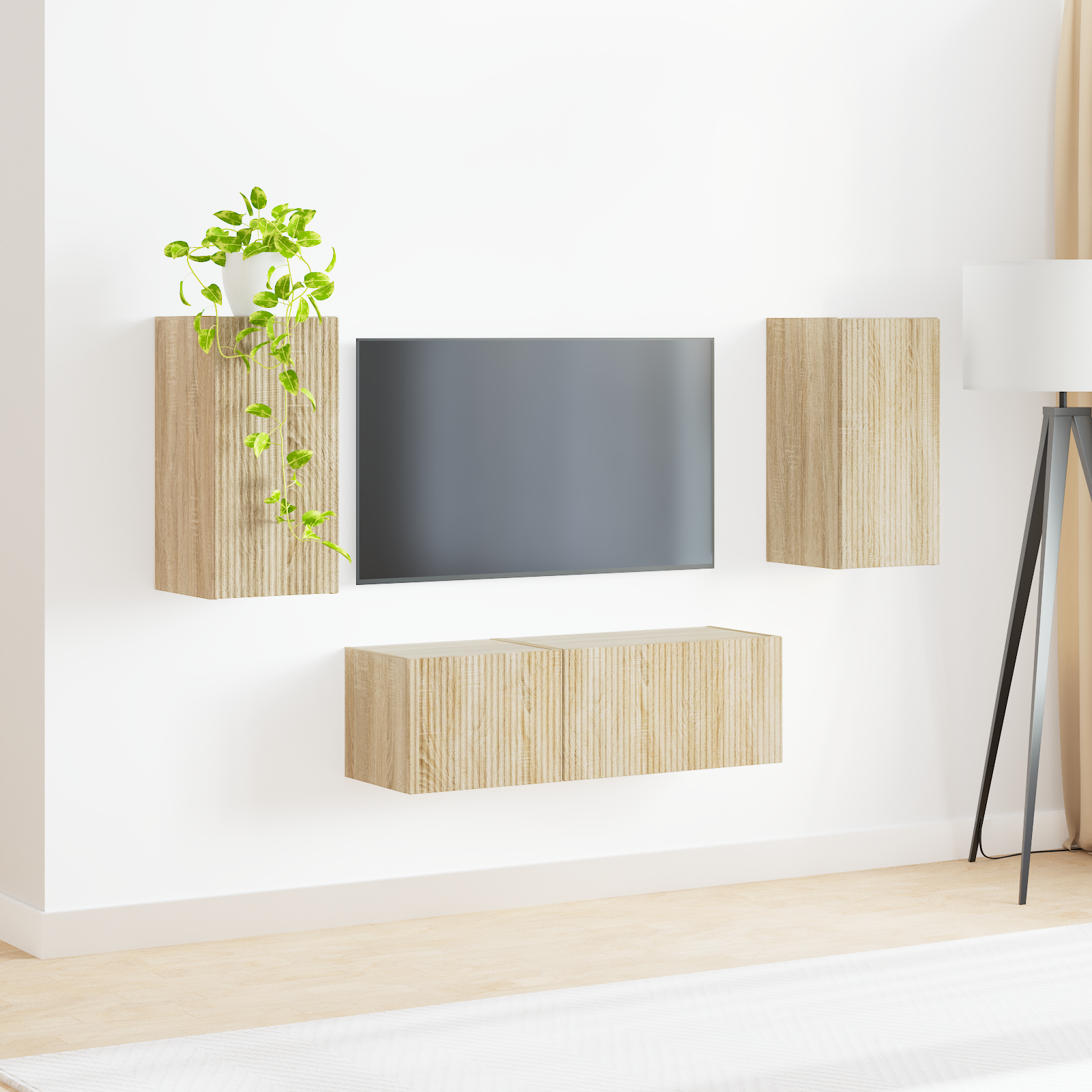 TV sieninio kabineto komplektas 4 pcs Sonoma ąžuolas