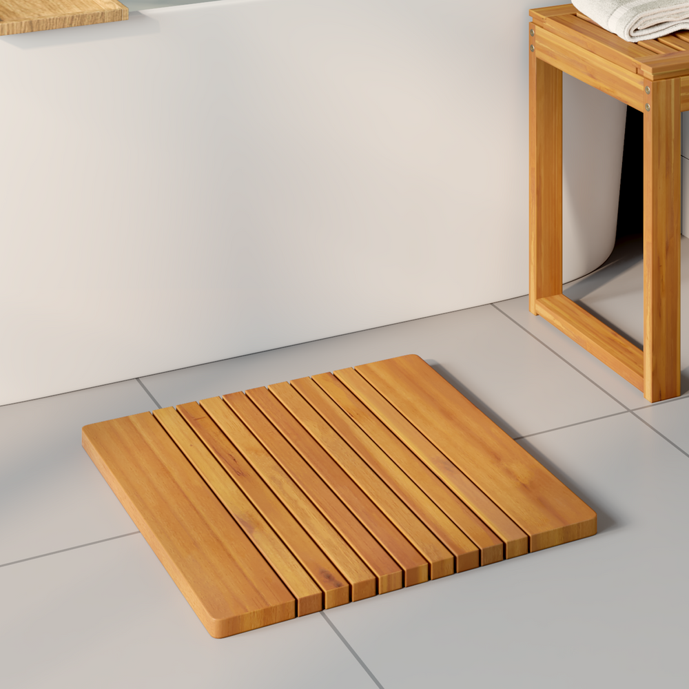 Bath Mat Simple Brown 59 x 40 cm Wood