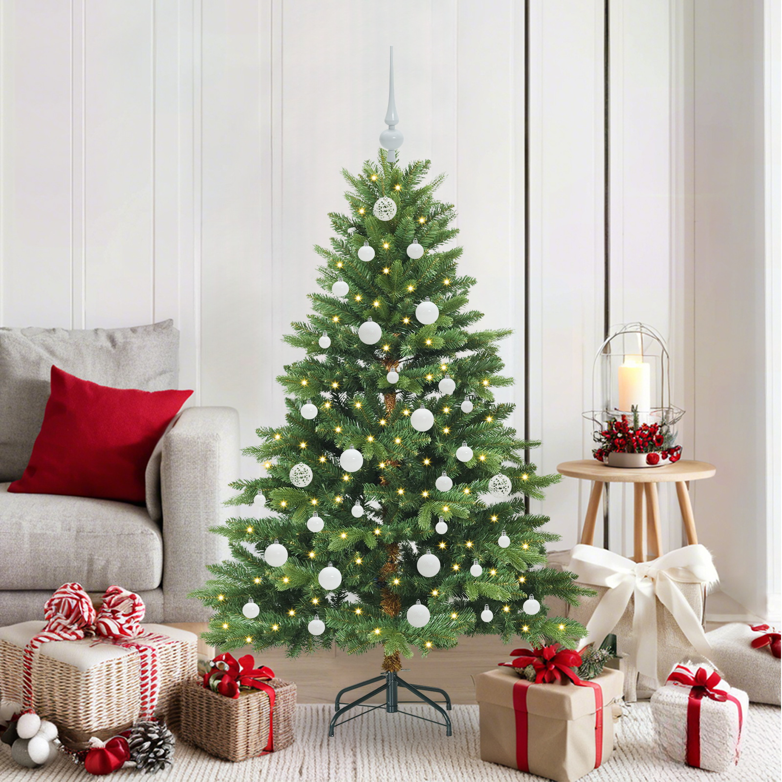 Mākslīgā Ziemassvētku eglīte ar 150 LED, zaļa, 150 cm, PE un PVC