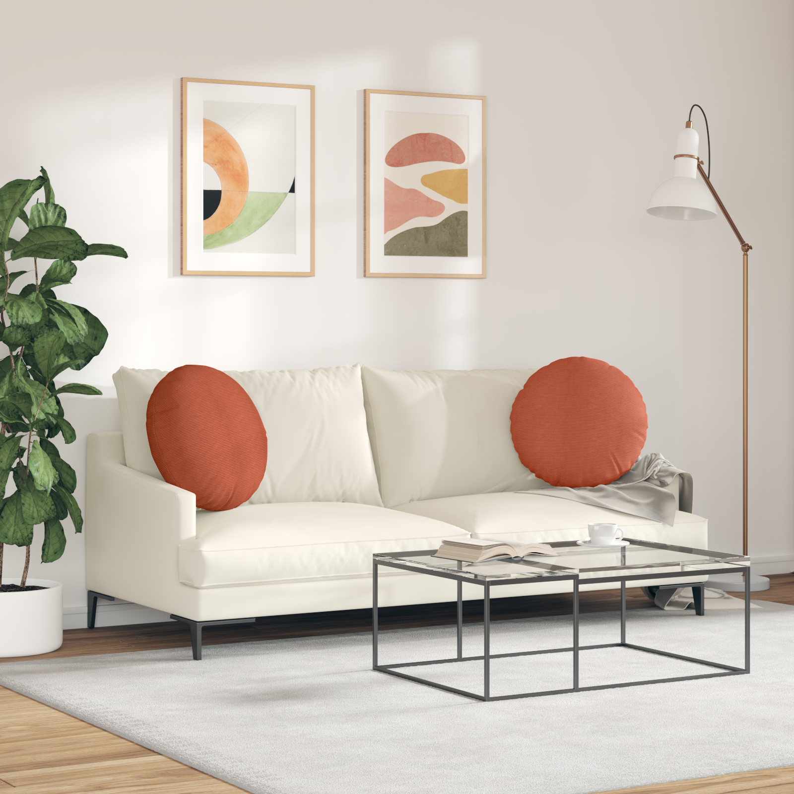 Sėdynių pagalvėlės 2 pcs Raudona oranžinė Ø 50 cm