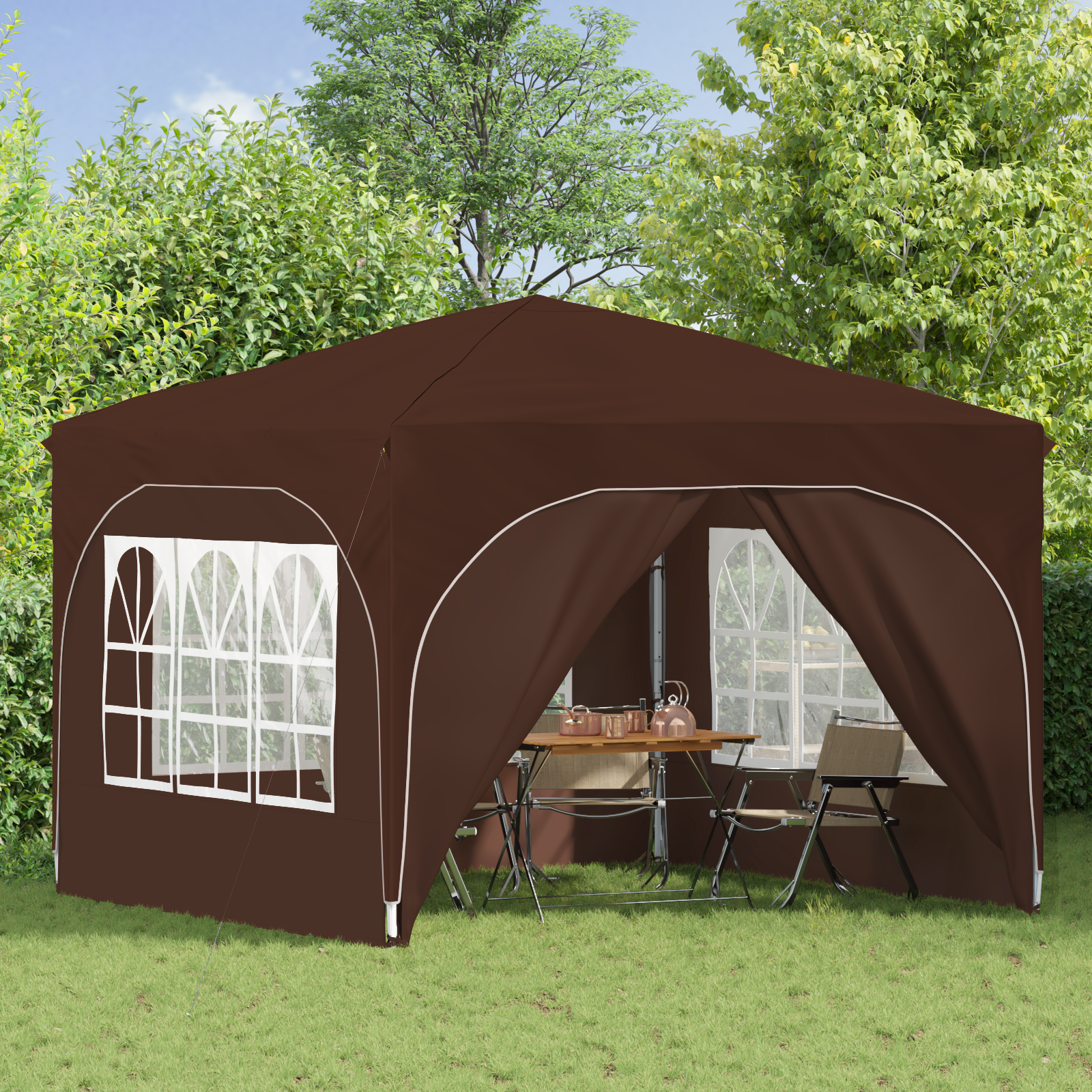 Pop-up šventinis palapinė 290 x 290 x 245 cm Ruda