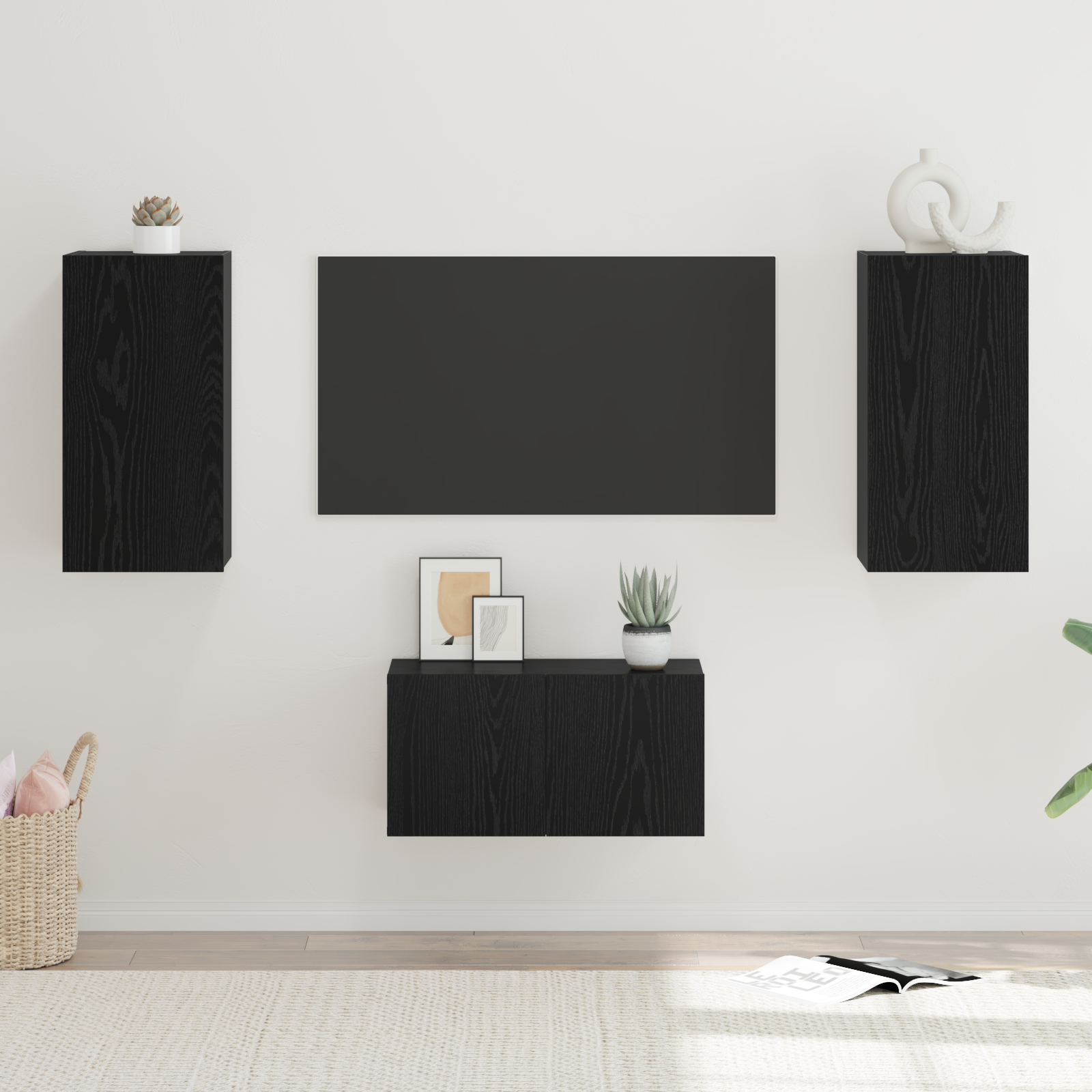TV spintelių komplektas 3 pcs Juodas ąžuolas 60 x 30 x 30.5 cm