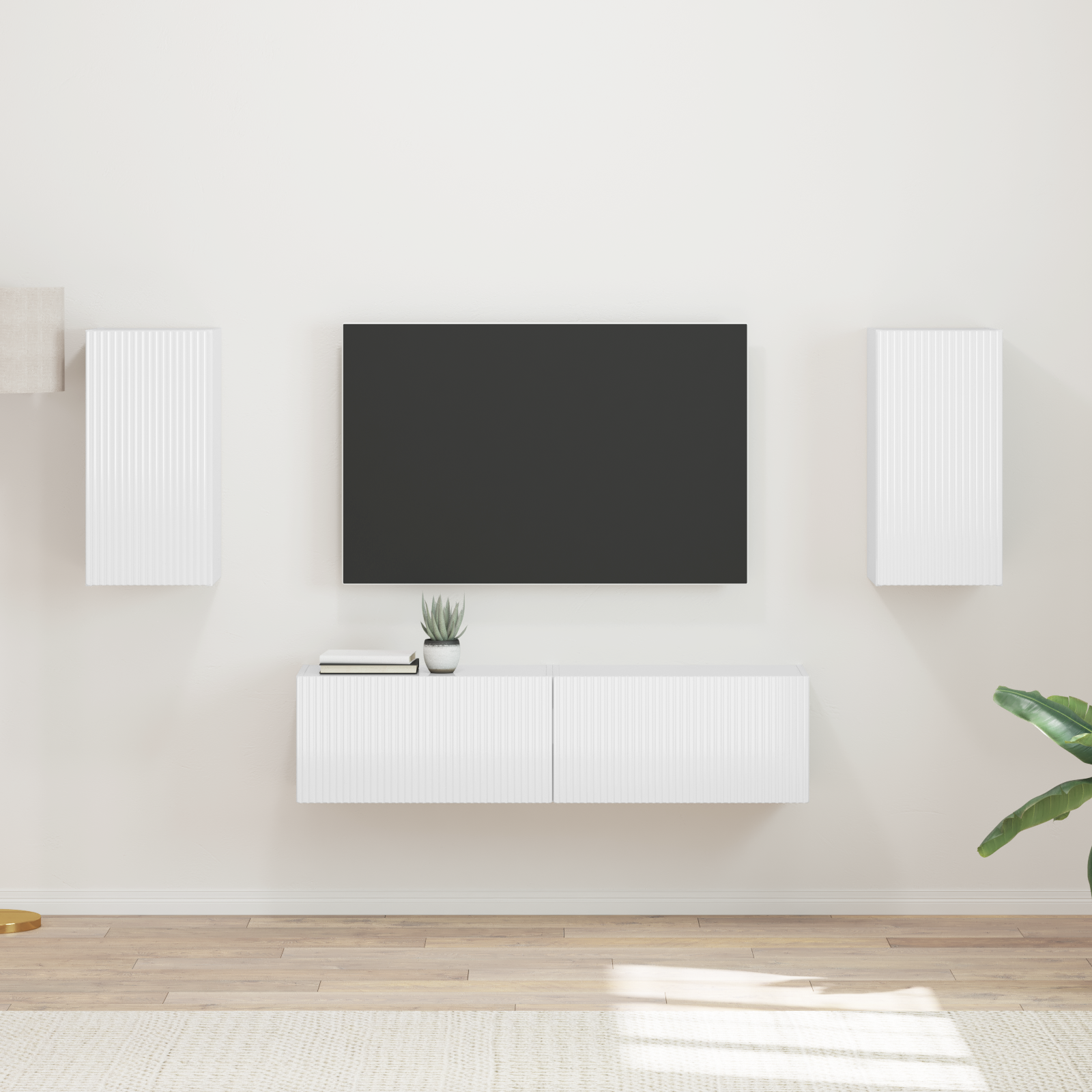 TV spintelių komplektas 4 pcs Aukštai blizganti balta