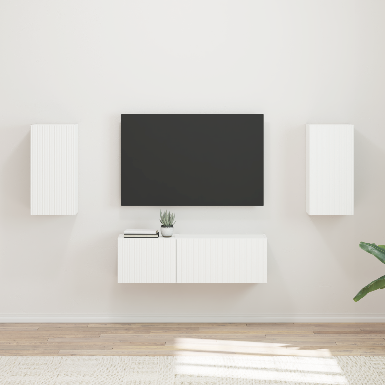 TV sieninio kabineto komplektas 4 pcs Balta Apdirbta mediena