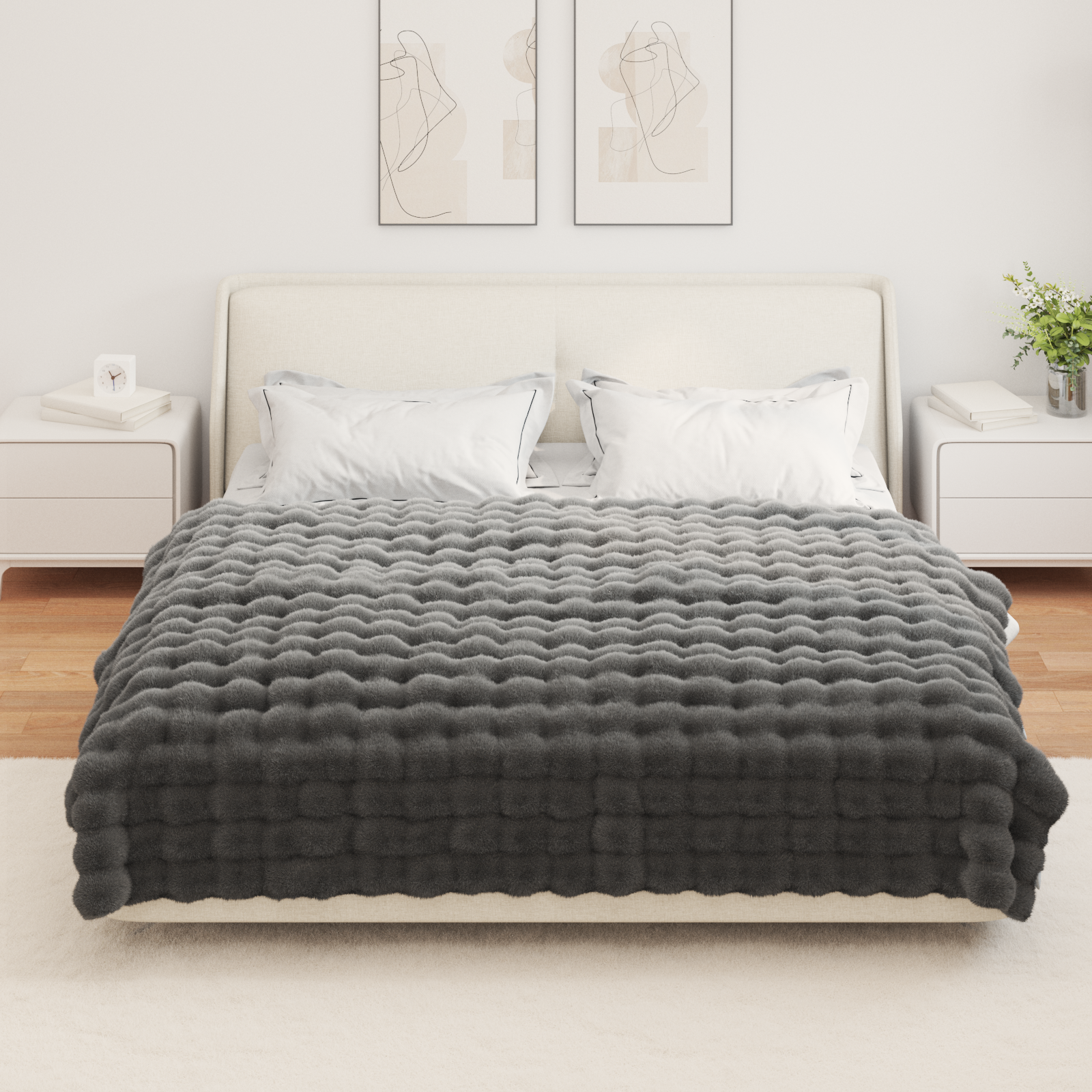 Neslystanti antklodė iš dirbtinio triušio kailio Olite 4 pcs