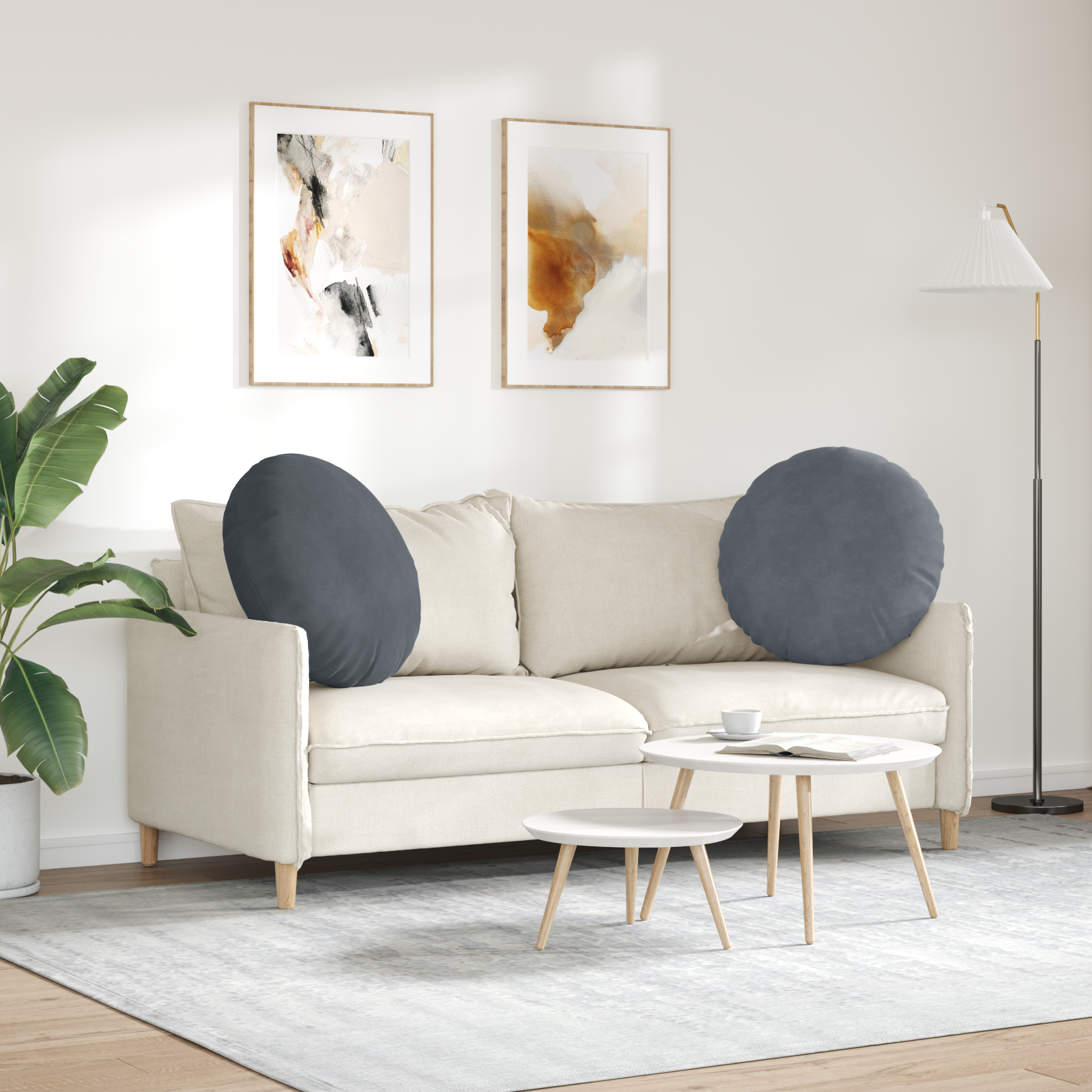 Sėdynių pagalvėlės 2 pcs Tamsiai pilka Ø 40 x 13 cm Aksomas