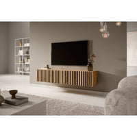 TV spintelė LORCAN, 138,6 cm, ąžuolas+juoda
