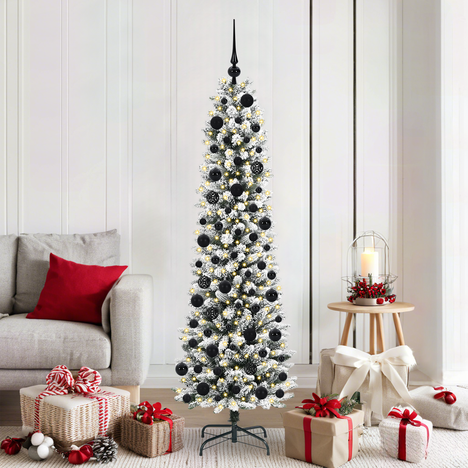 Dirbtinė Kalėdų eglutė SHINE WINTER, su 300 LED stovu Žalia ir balta 180 cm.