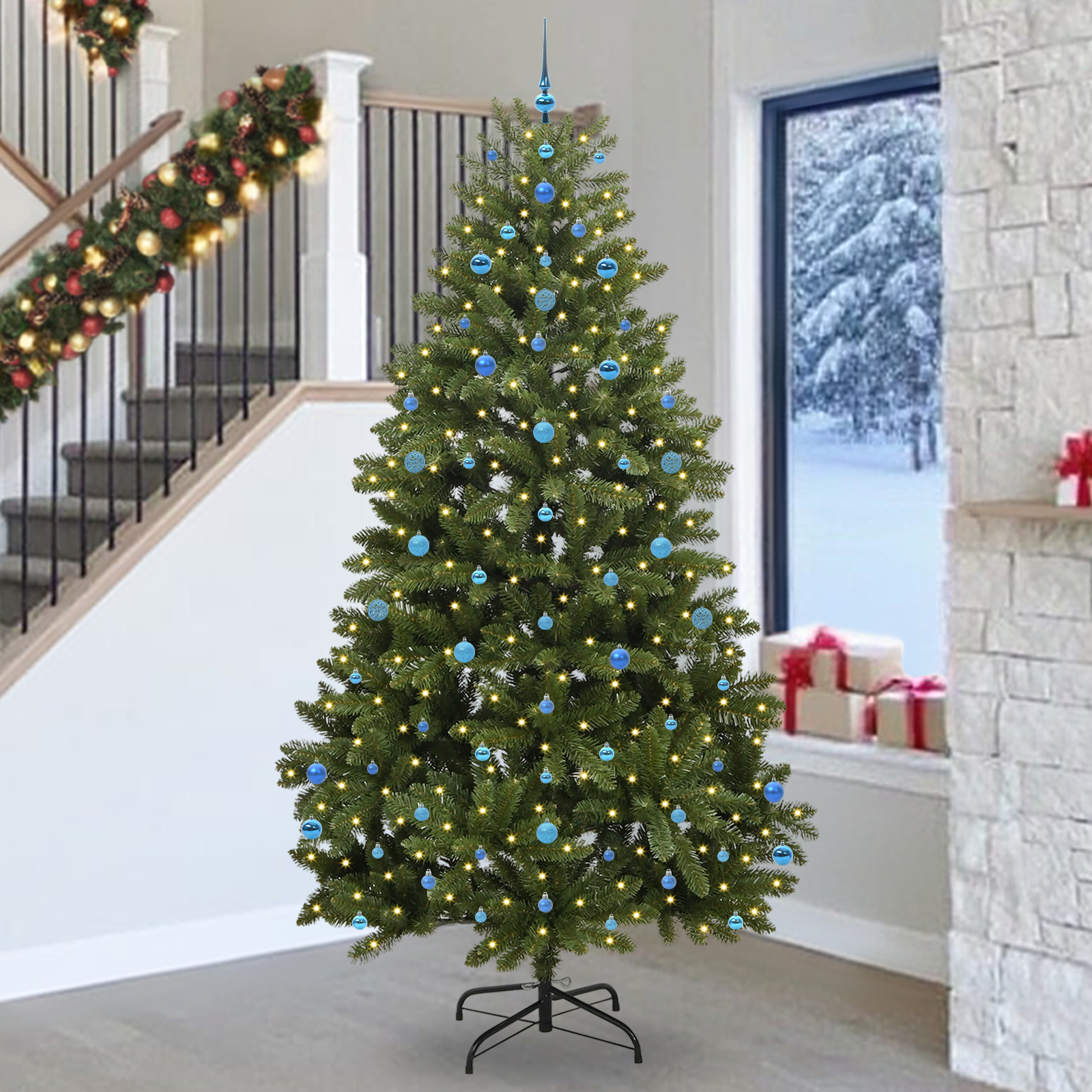Dirbtinė Kalėdų eglutė su 300 LED Žalia 270 cm PVC ir metalas