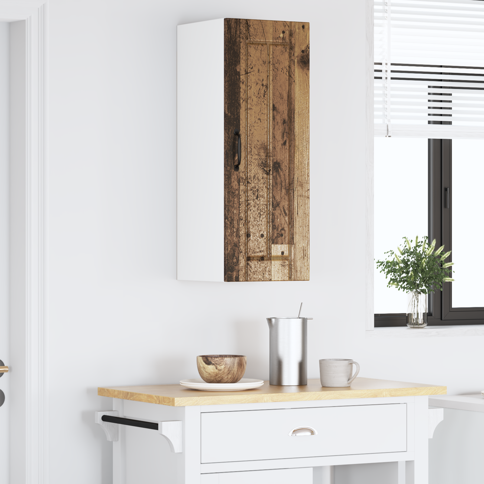 Kitchen Wall Cabinet Antique Wood 30 x 31 x 80 cm