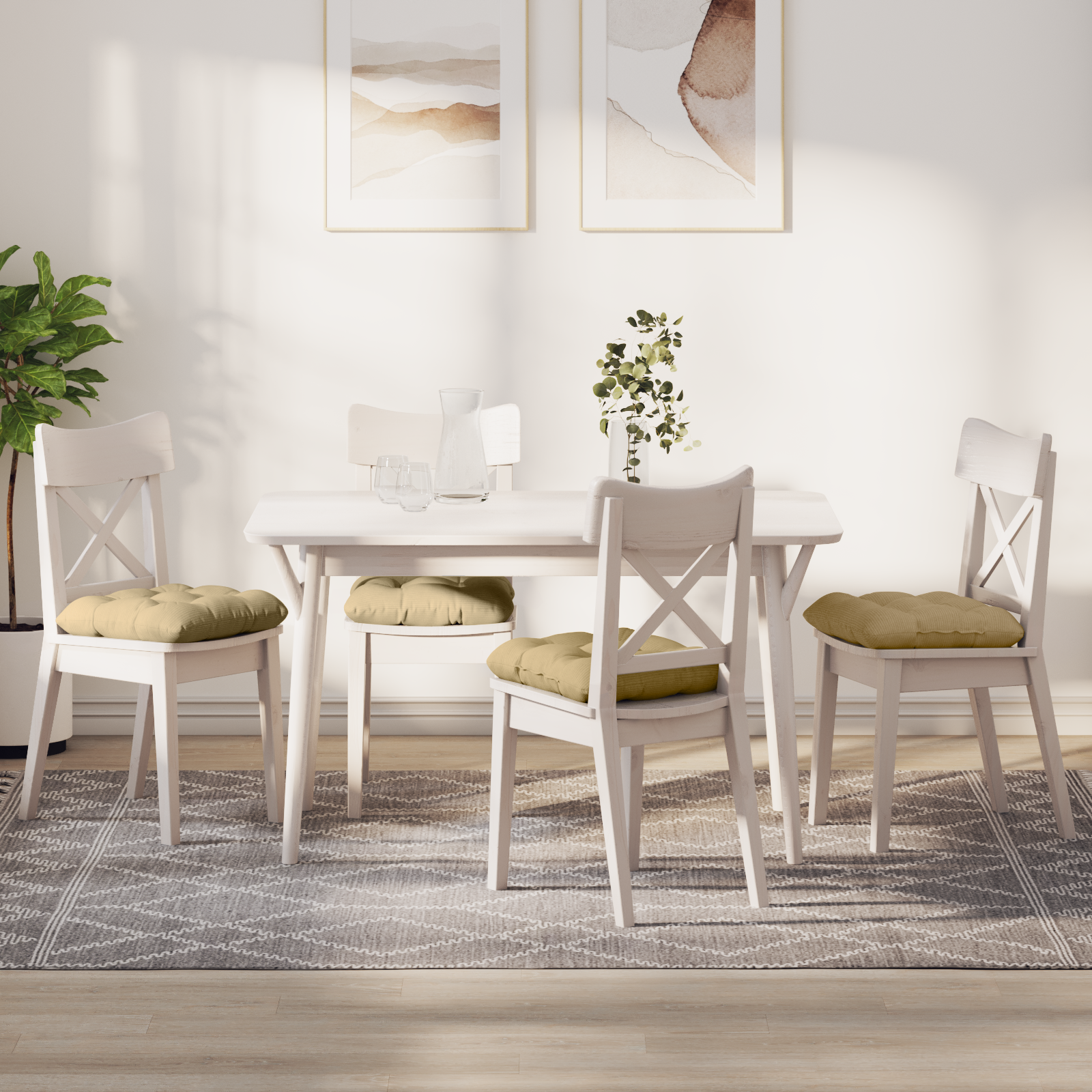 Sėdynių pagalvėlės 4 pcs Pilkai žalia 40 x 40 cm