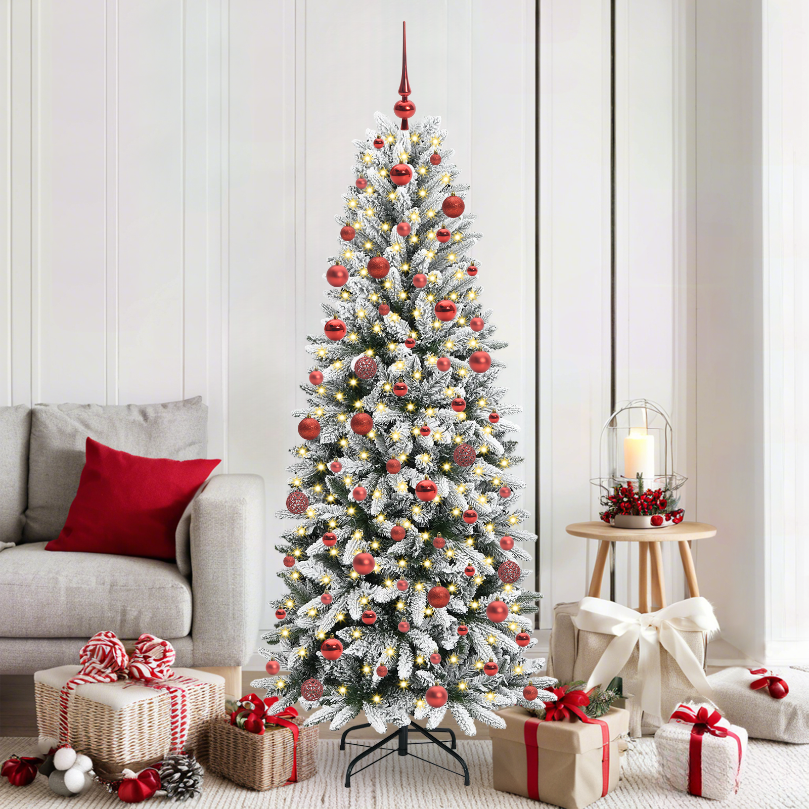 Dirbtinė Kalėdų eglutė HORIZON WINTER, su 300 LED stovu Balta 180 cm.