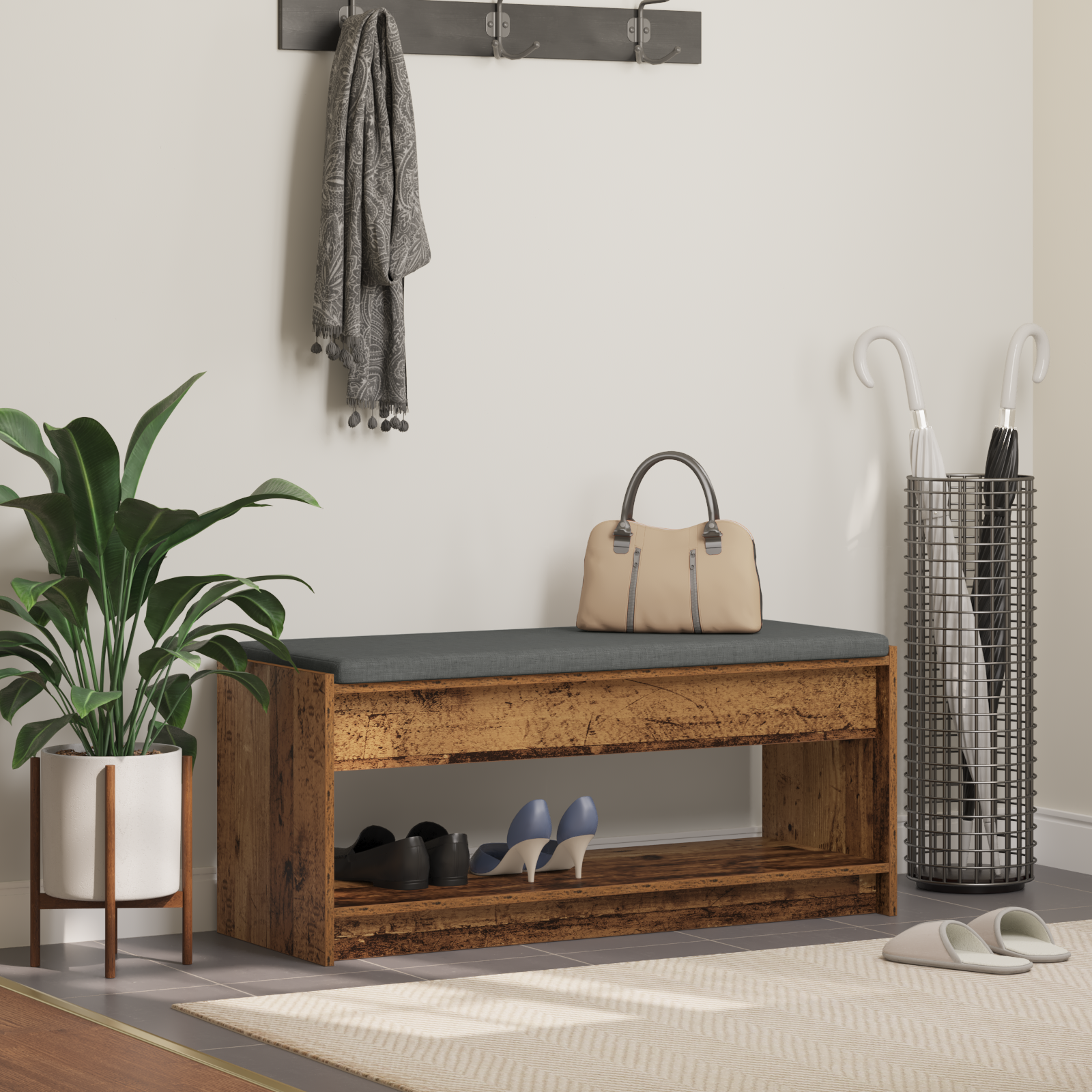 Priekšnama sols ar spilvenu "Old Wood" 103 x 38 x 45 cm