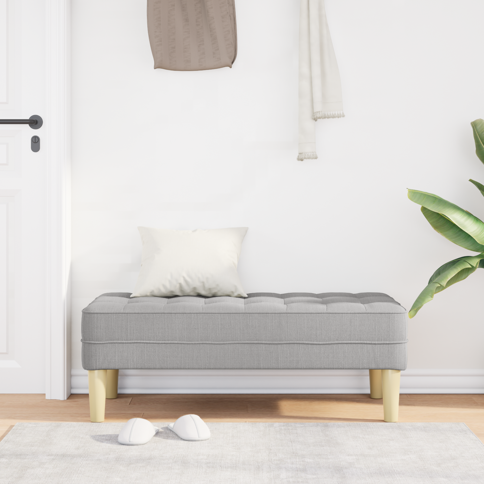 suoliukas su pagalve Debesų pilka 113 x 57 x 39 cm audinys