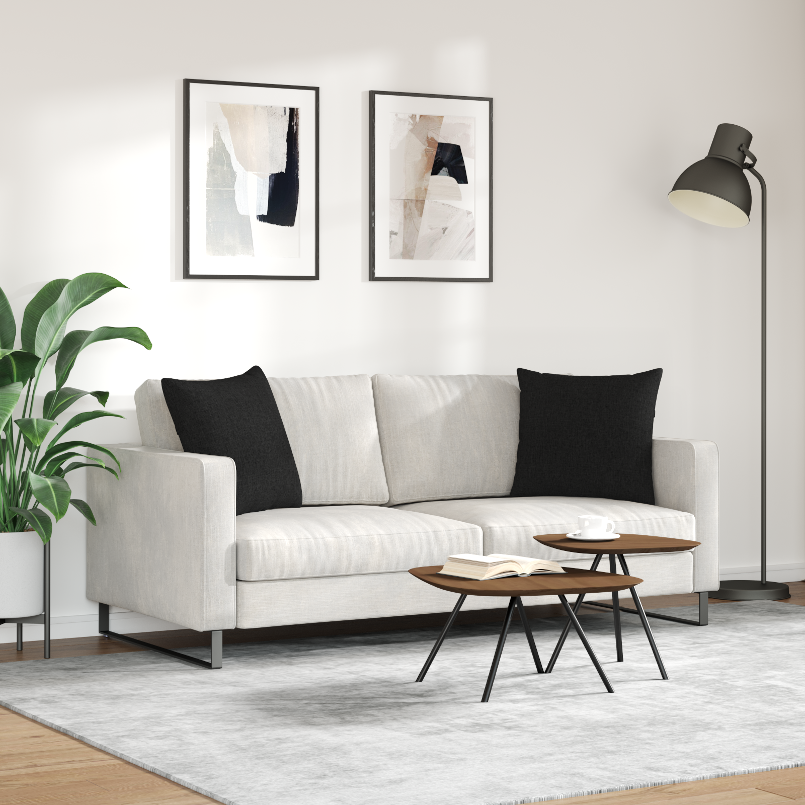 Sofa Pagalvės 2 pcs Juoda 50 x 50 cm audinys